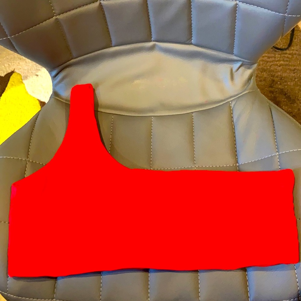 Super cute and trendy red bikini one shoulder top